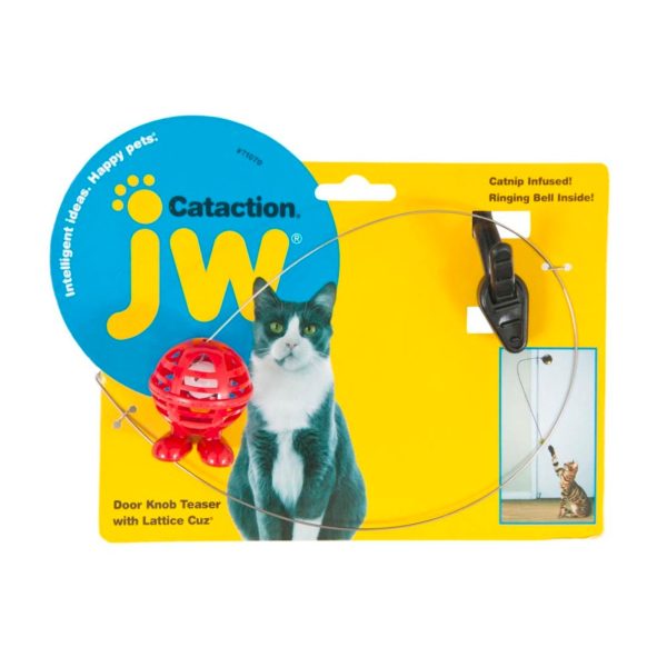 JW Pet Cataction Doorknob Teaser With Cuz Cat Toy Multi-Color 1ea One Size Discount