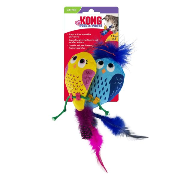 KONG Pull-A-Partz Luvs Cat Toy Yellow & Blue 1ea One Size Fashion