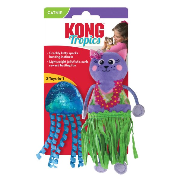 KONG Tropics Hula Cat & Jelley Fish Cat Toy 1ea 2 Pc Fashion