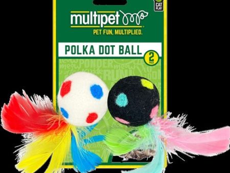 Multipet Polka Dog Ball w  Feather Cat Toy For Cheap