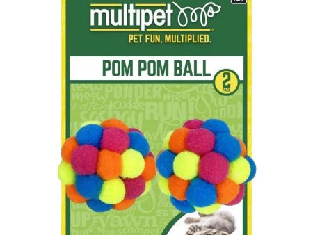 Multipet Pom Pom Ball Cat Toy 2pk Assorted on Sale