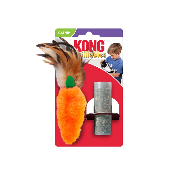 KONG Refillables Catnip Carrot with Feather Cat Toy Orange 1ea One Size Supply