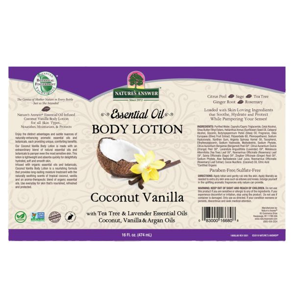 Nature s Answer, Essential Oil, Body Lotion, Coconut Vanilla, 16 fl oz Online now