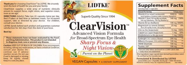 Lidtke, Clear Vision, 120 Vegan Capsules Online now