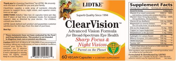 Lidtke, Clear Vision, 60 Vegan Capsules Online Hot Sale