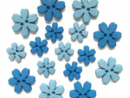 Buttons Galore Flower Power Collection - FLP106 Cornflower Online