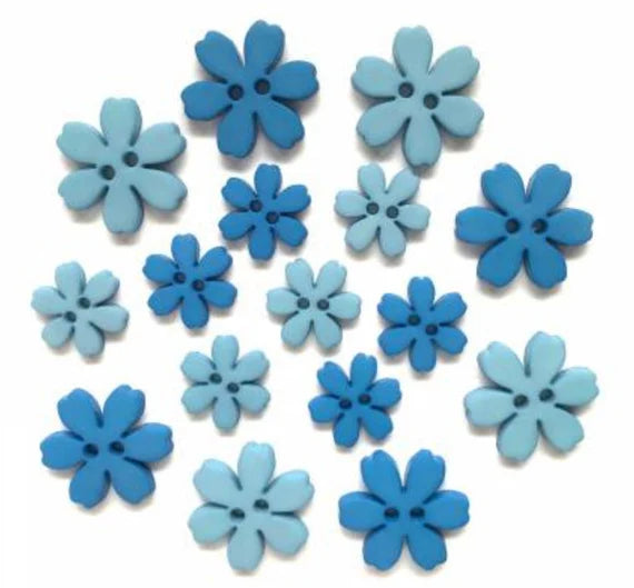 Buttons Galore Flower Power Collection - FLP106 Cornflower Online