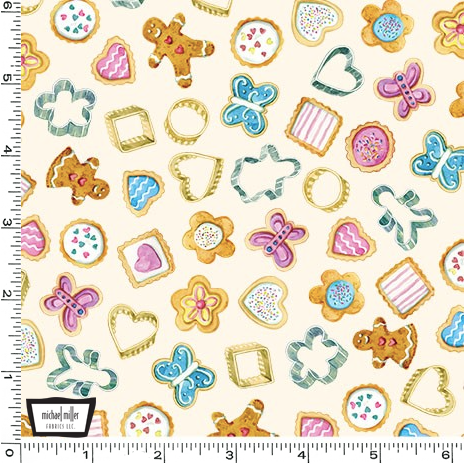 Bake Sale Fabric by Michael Miller - Biscuit Cutters - Cream For Sale