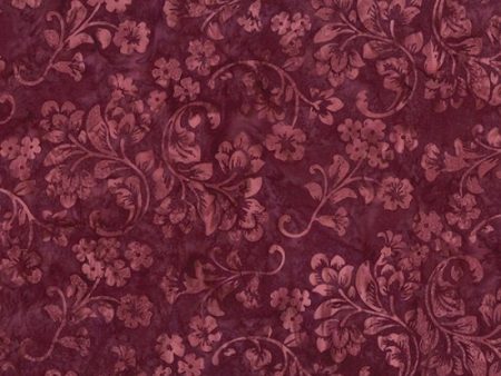 Bali Batik By Hoffman - Deco Floral Burgundy 2467-38 Cheap