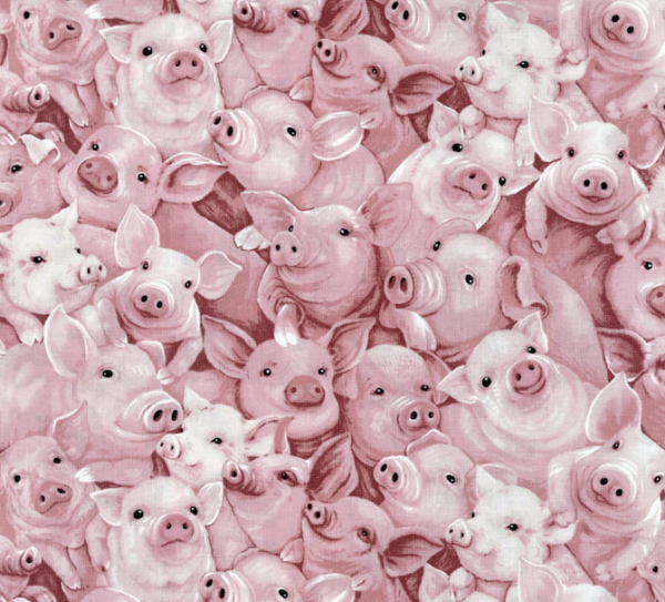 Blakes Farm by Timeless Treasures - Pink Pigs For Cheap