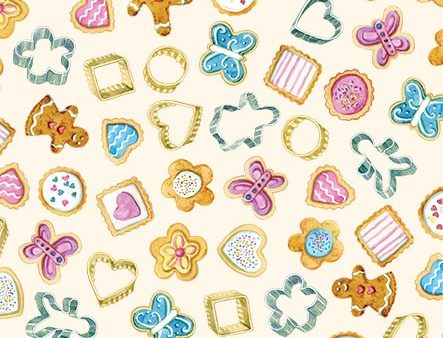 Bake Sale Fabric by Michael Miller - Biscuit Cutters - Cream For Sale