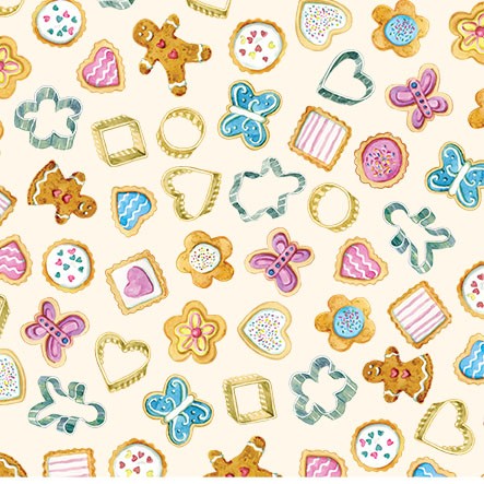 Bake Sale Fabric by Michael Miller - Biscuit Cutters - Cream For Sale