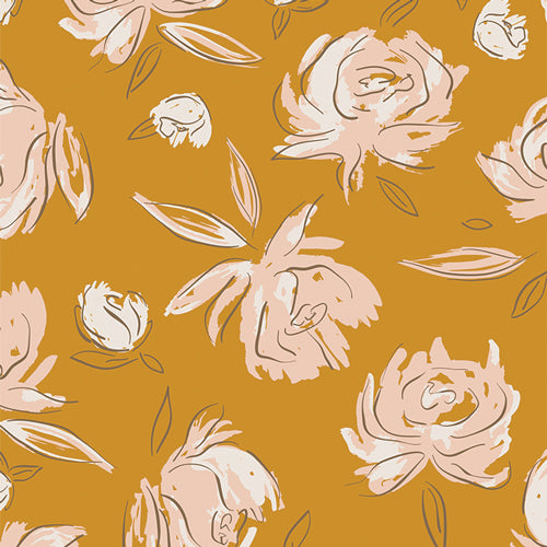 Art Gallery Flannel - All is Well F-22402a Bed of Roses Amber Cheap